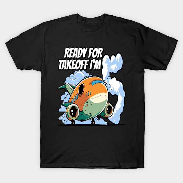 Ready for Takeoff I'm 5 - 5nd Birthday Boy Airplane Theme T-Shirt by swissles